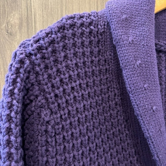 Lands End Women's 1X Purple Shawl Collar Sweater Cardigan Chunky Knit - Picture 2 of 11